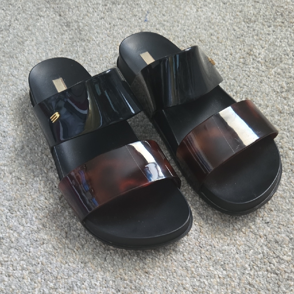 Melissa Black and Brown Glossy Sandals